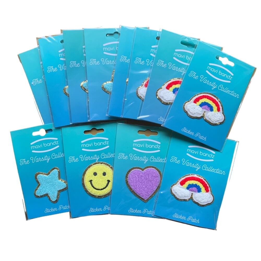 Mavi Bandz Varsity Collection 12 Sticker Patches Rainbow Star Heart Smile NEW
